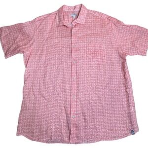 Peter Millar 100% Linen Short Sleeve Button Down Shirt Men's XL Resort Beach